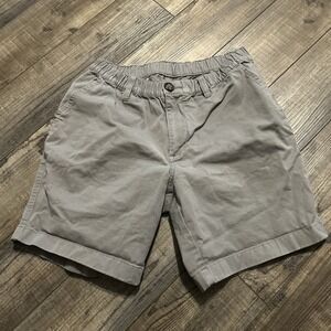Chubbies 7" Shorts Men's SMALL Khaki Elastic Button Pockets Preppy Casual Gray